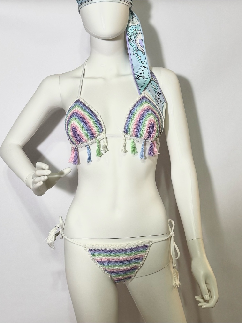Capittana NWOT Crochet bikini set with tassels. Top Size M and Bottom Size S - Picture 3 of 5